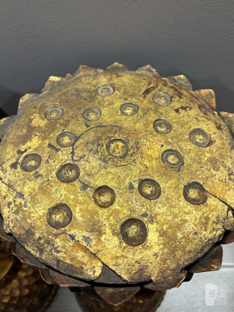 清康熙 木漆金佛供莲花座一对 - 图8
